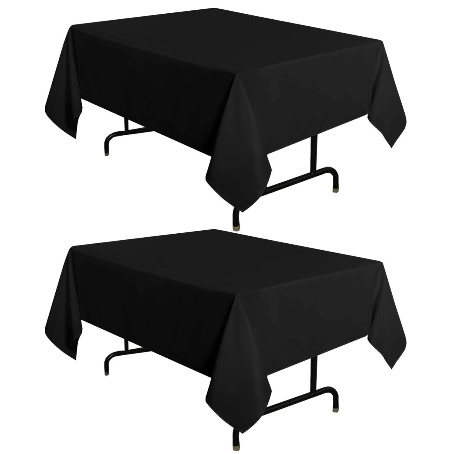 Sancua 2 Pack Black Tablecloth 54 X 54 Inch, Stain And Wrinkle Resistant Square Table Cloth - Washable Polyester Table Cover For
