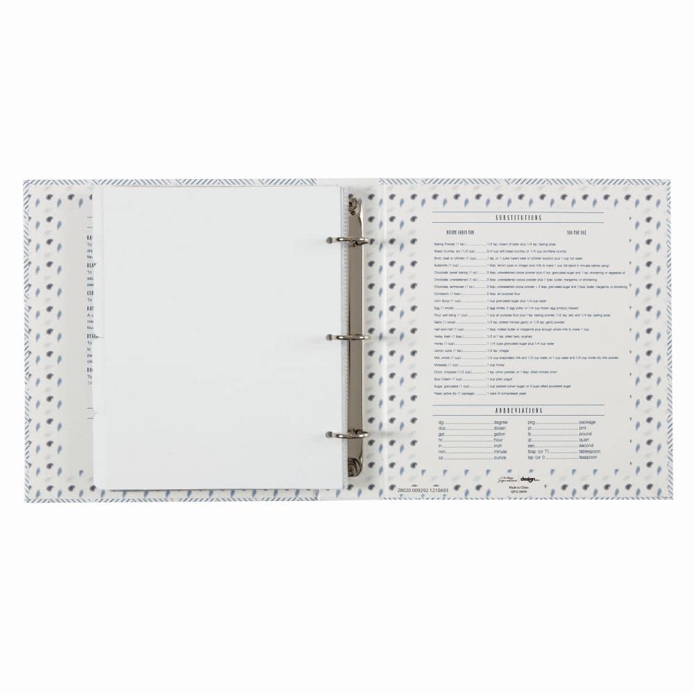 C.R Gibson Qp12-24018 3-Ring Recipe Binder With Recipe Cards, 9'' W X 9.4'' H, True Blue