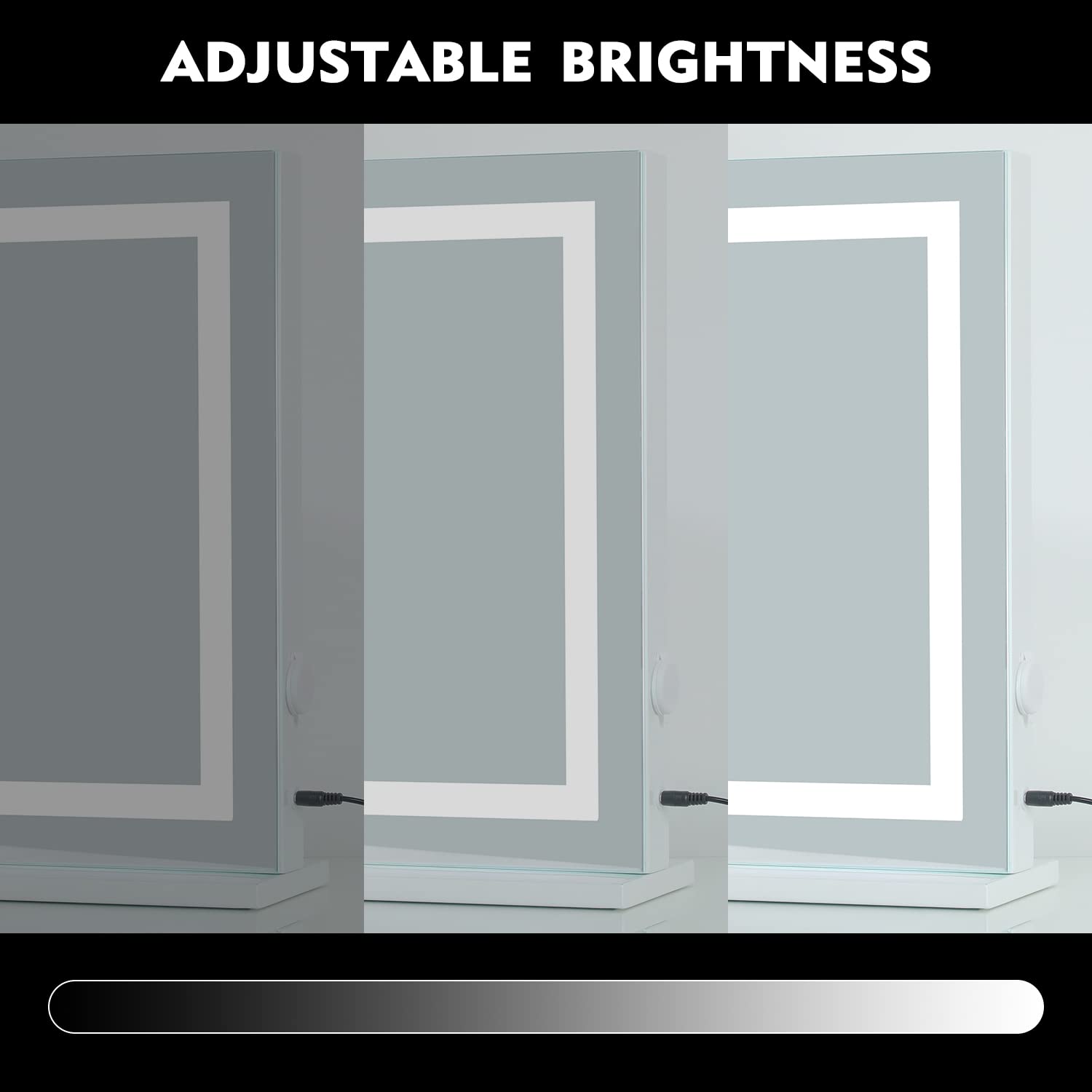 Hompen Vanity Mirror With Lights Lighted Makeup Mirror With Lights, Dimmable 3 Modes Led Light Strips Touch Control Light Up Mir