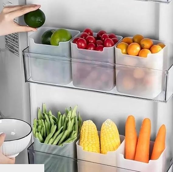 Mmts World Fridge Storage Containers Multipurpose Transparent Organiser Boxes SpaceSaving Refrigerator Side Door Open Container