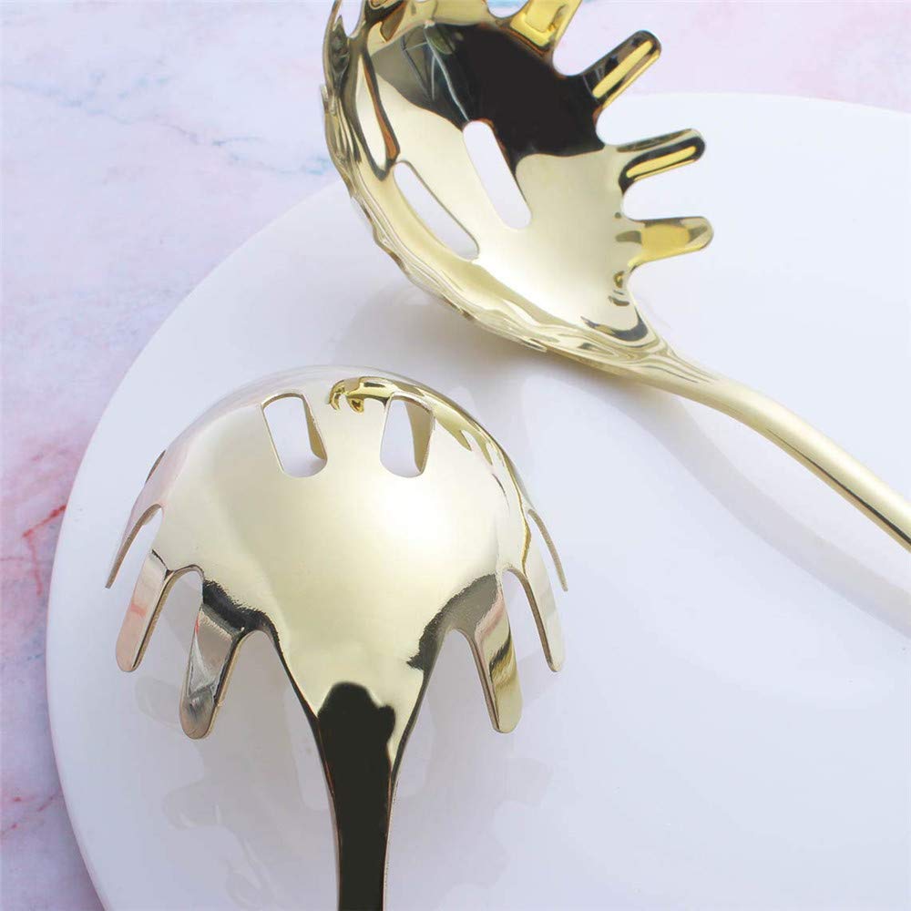 Spaghetti Server Pasta Fork Noodle Serving Spoon Drains Serves Set 9.8-Inch Stainless Steel Comfortable Grip Design Spaghetti Se