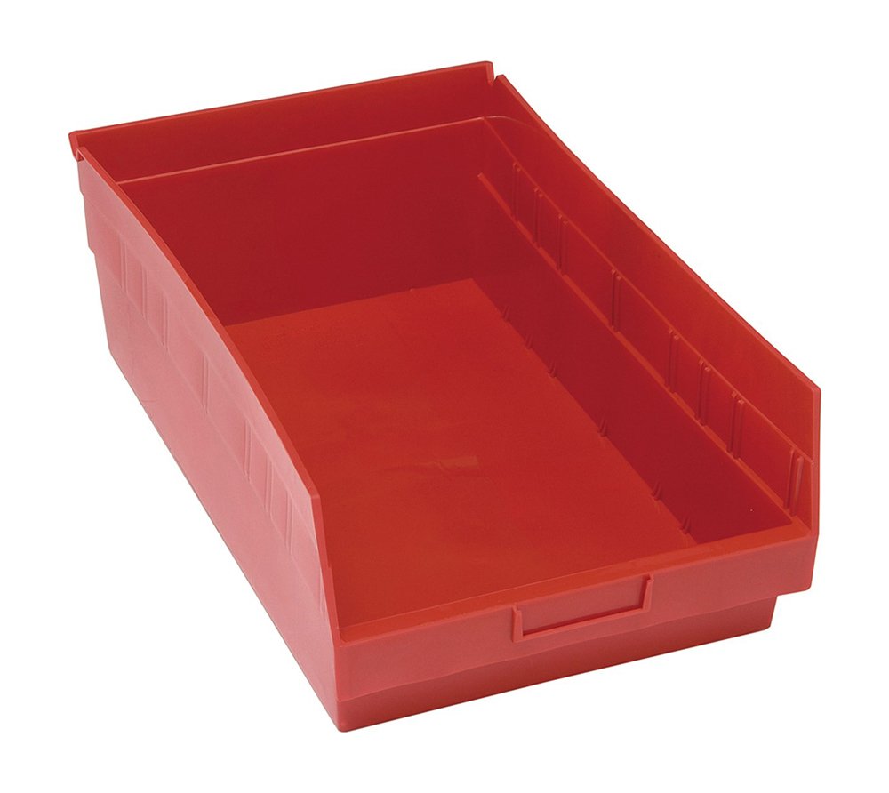 Quantum Qsb210Rd Store More Shelf Bin, 17-7/8'' Length X 11-1/8'' Width X 6'' Height, Red, Pack Of 8