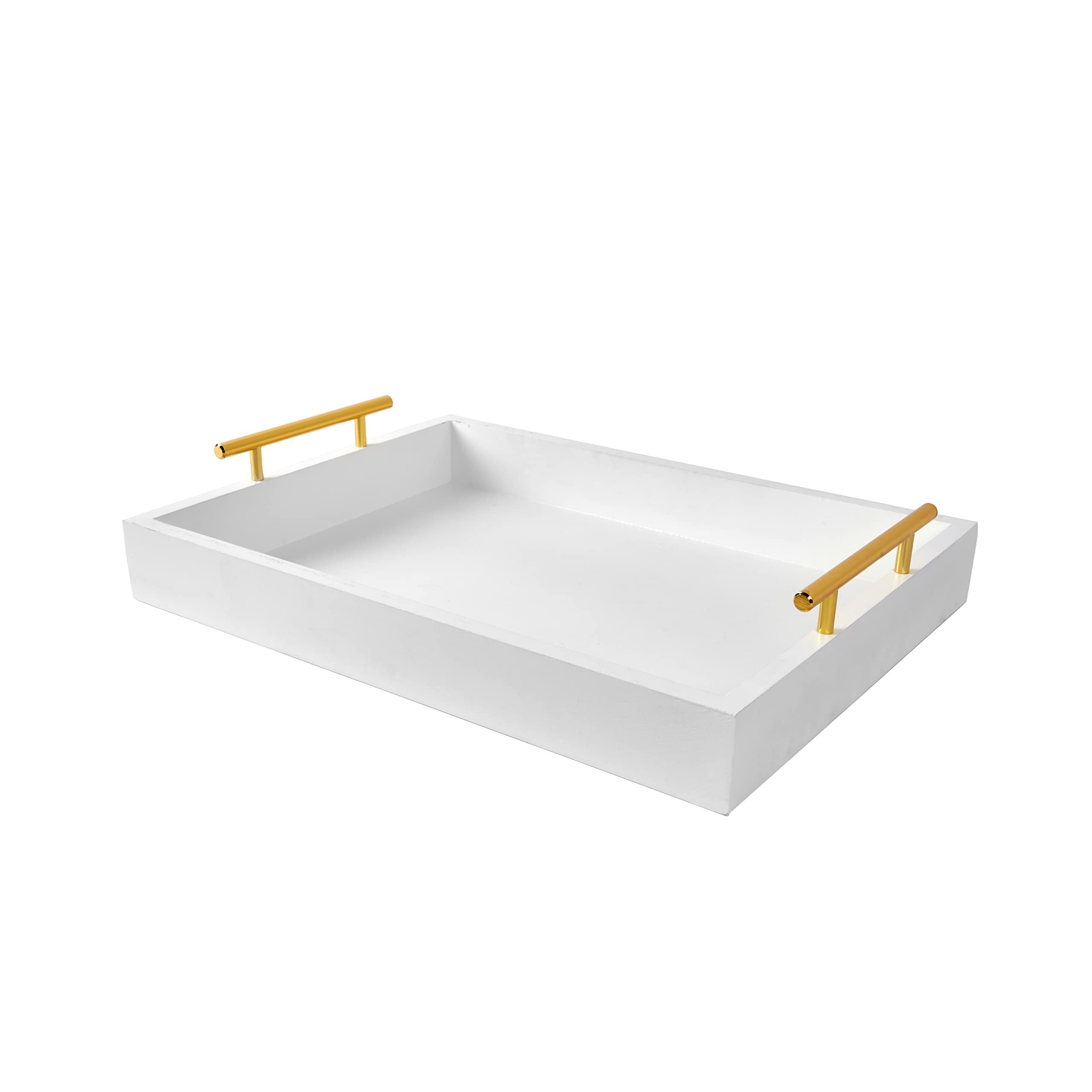 16''X12'' Serving Trays With Handles, White Decorative Serving Tray, Ottoman Trays, Living Room, Bathroom, And Outdoors Decorati