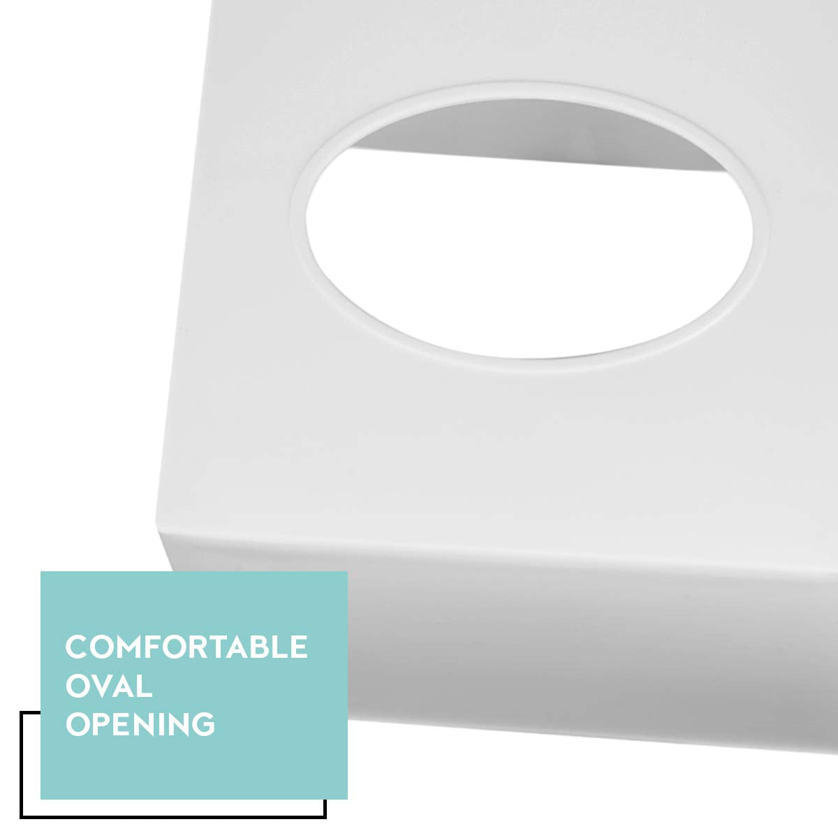 White Tissue Box Cover Square - Plastic Facial Tissue Box Holder - Decorative Cube Tissue Holder Dispenser Fits Any Vanity Count
