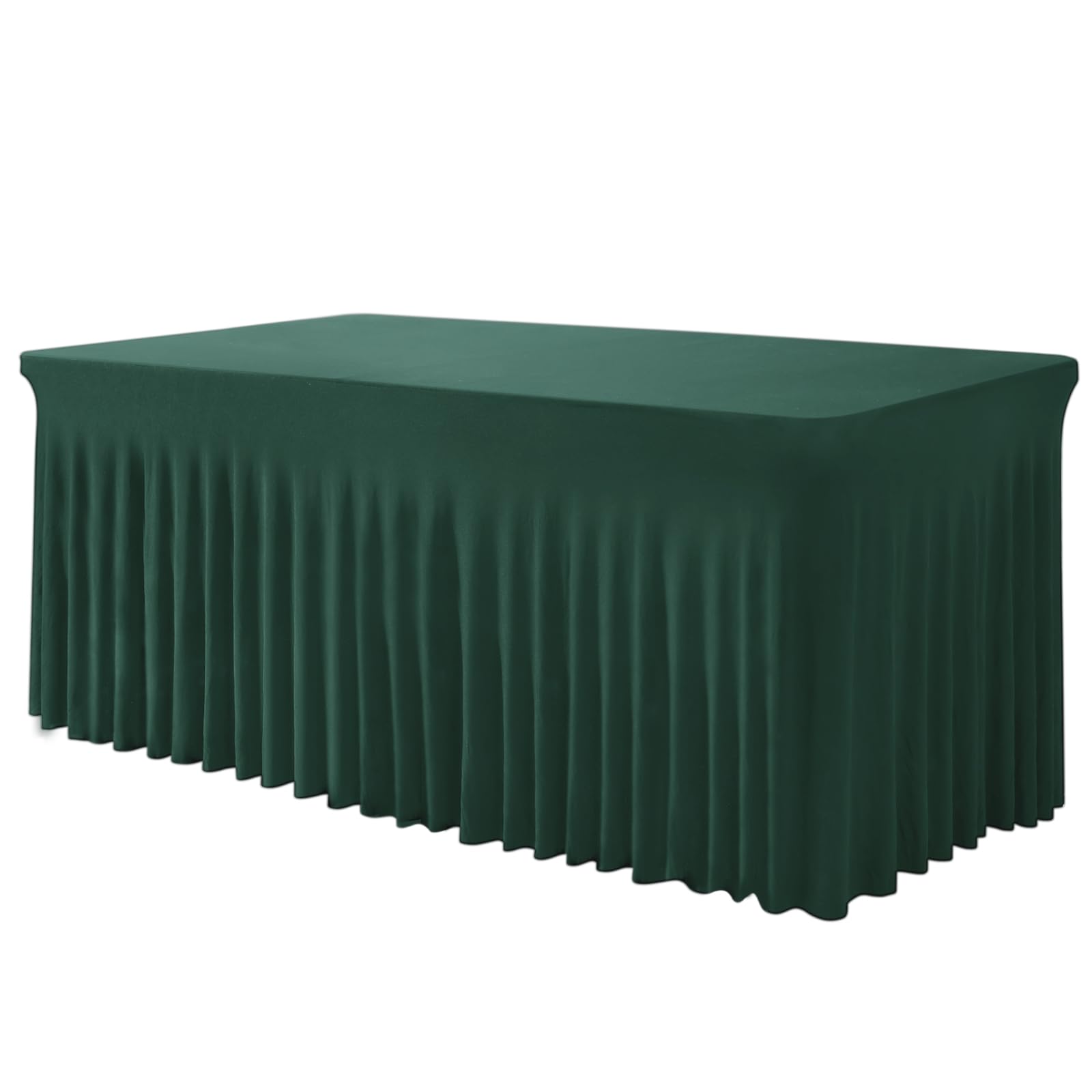 Bddc Table Skirts For Rectangle Tables 4Ft - One-Piece Hunter Green Table Covers For 4 Foot Tables, Wrinkle Resistant Ruffles El