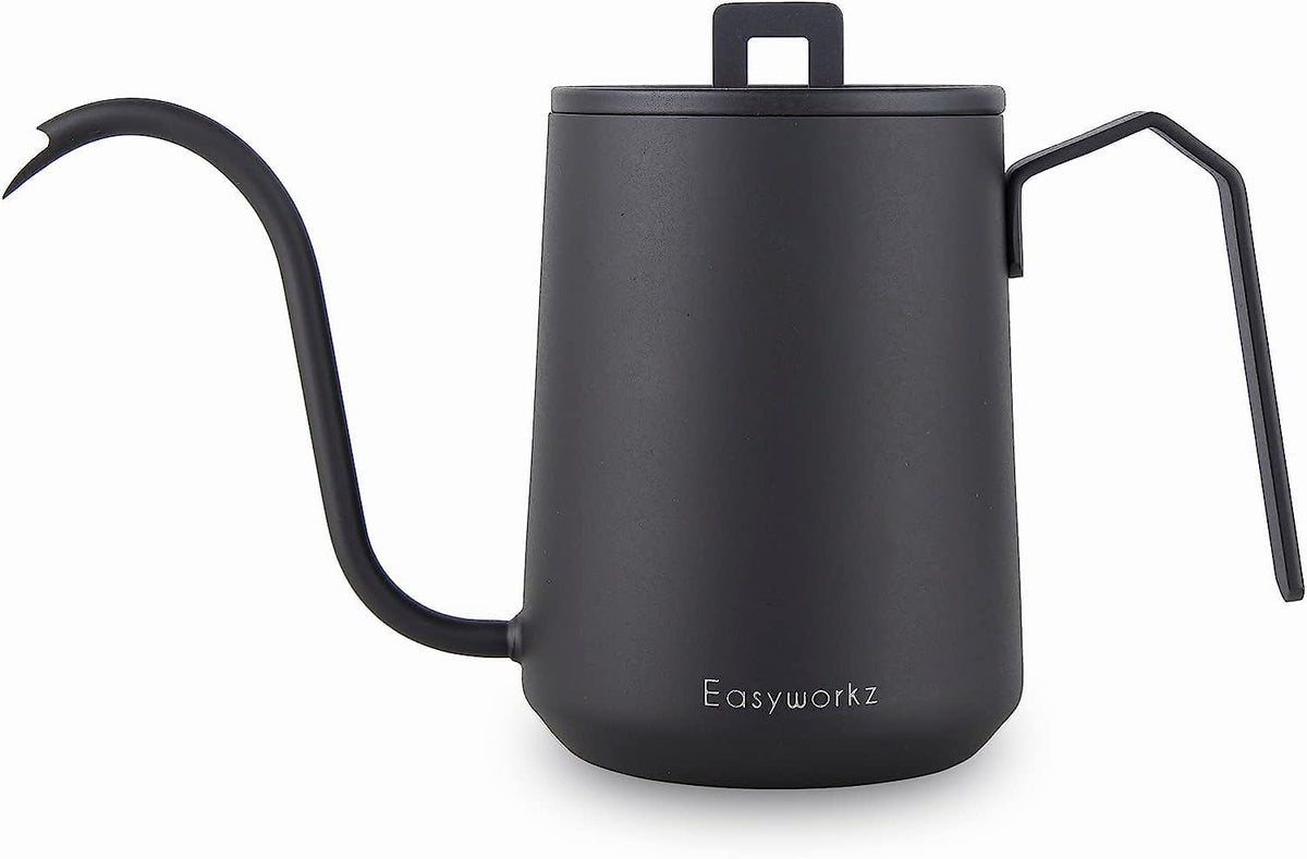 Easyworkz Gooseneck Pour Over Coffee Kettle 20 Oz Stainless Steel Hand Drip Coffee Pot With Long Narrow Spout, Matte Black