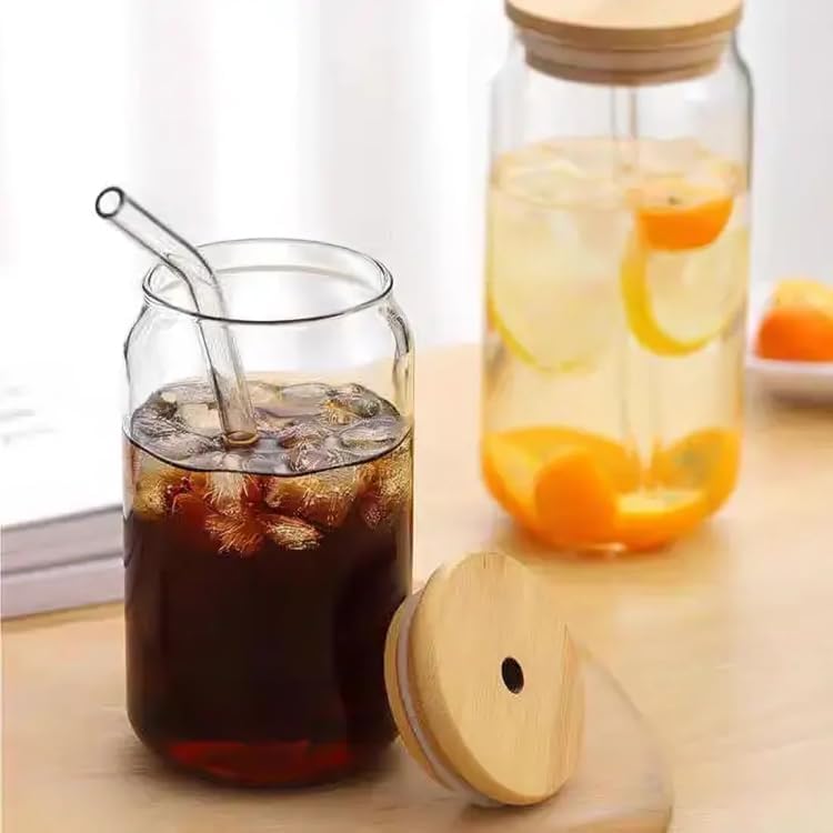 Kikiluxxa Coffee Can Glass Sipper Tumbler With Lid Straw  510MlPack Of 1 Green Tea Fruit Juice Milk Glass Cup Mug With Lid An