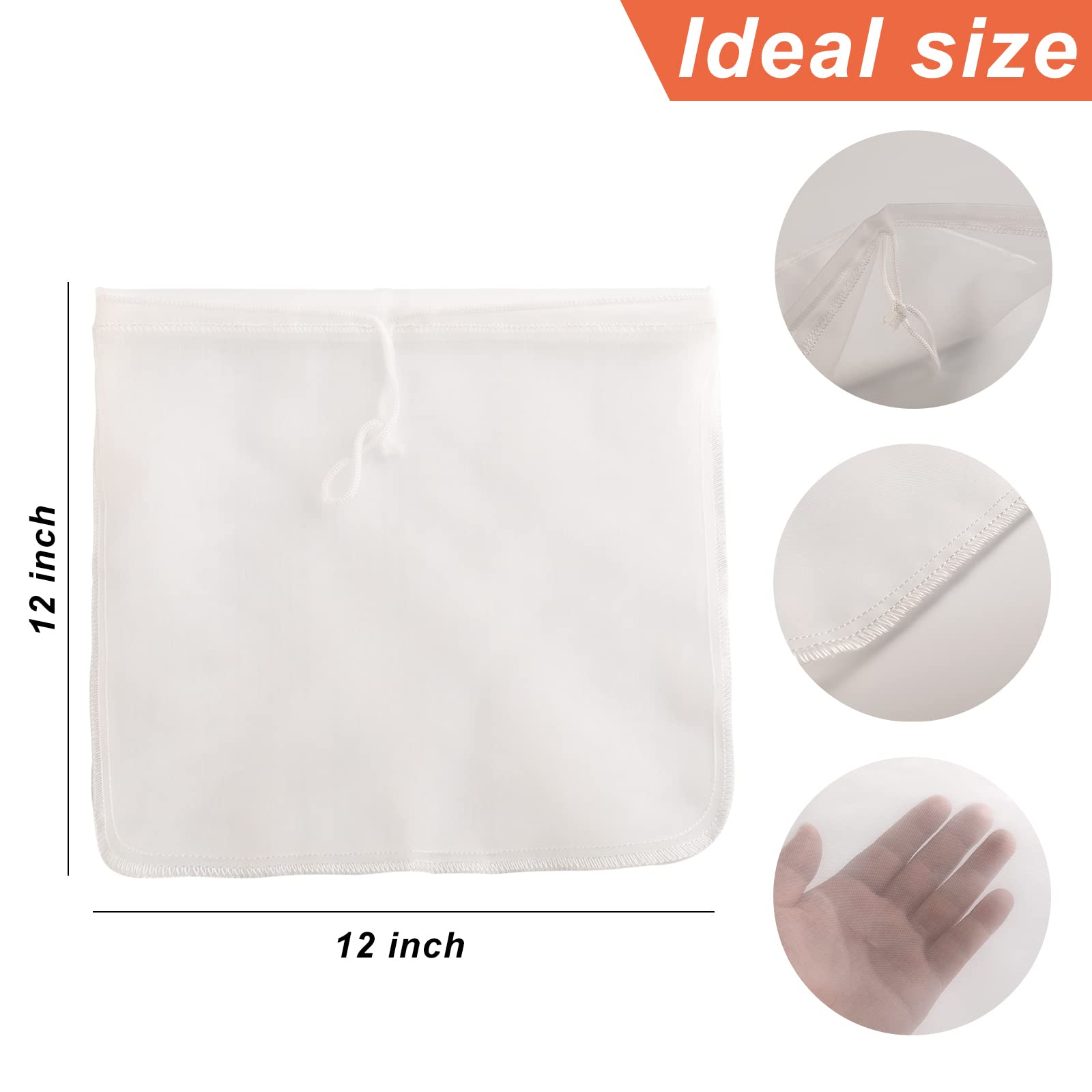 Kimmama 2 Pack Nut Milk Bag,12 X12 Inch Cheesecloth Bag,Multiple Usage Food Strainer Bag For Almond,Oat Milk,Celery Juice,Soybea