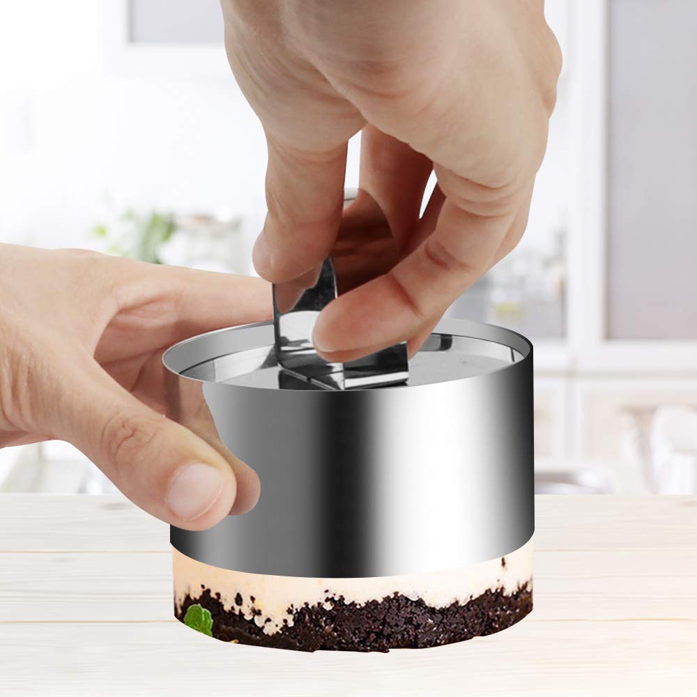 Gutsdoor 4 Pack Food Presentation Rings Stainless Steel Cake Rings Mold Small Baking Round Cooking Rings For Pastry, Cake, Mouss