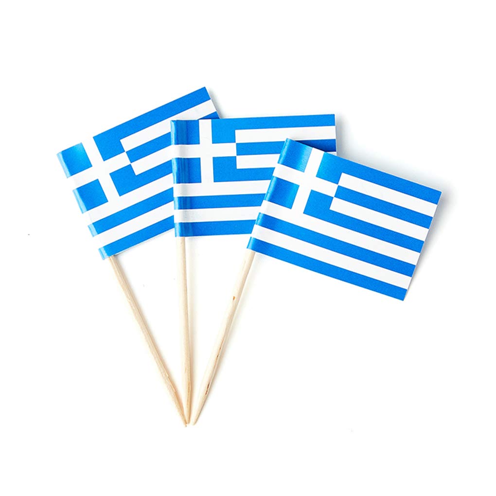 Greece Flag Greek Small Toothpick Mini Stick Flags Decorations (100 Pcs)