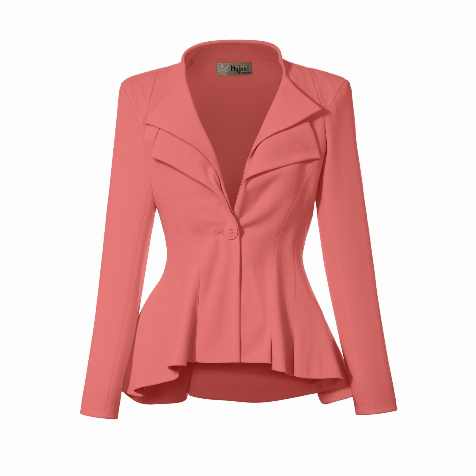 Women Double Notch Lapel Office Blazer Jk43864 1073T Coral 2X
