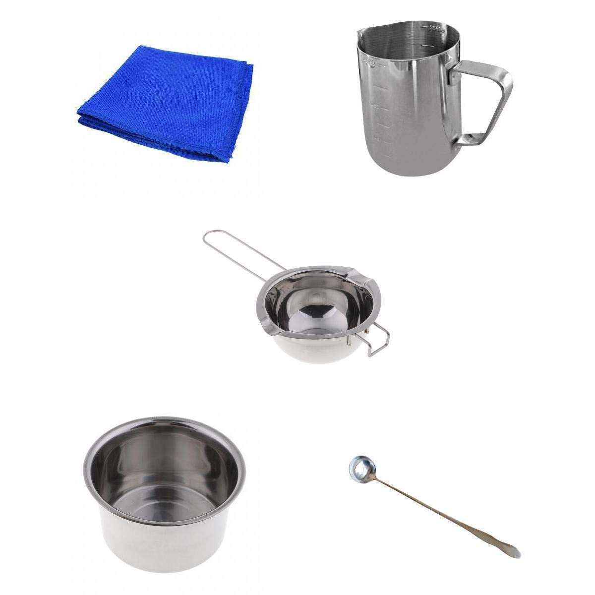 Trendivibe 5Pcs Stainless Steel Wax Melting Pot Double Boiler & Long Handle Spoon