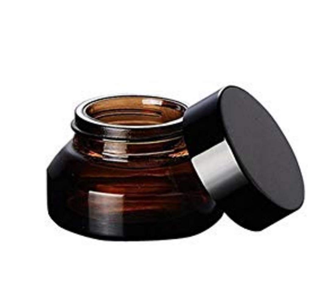 15G/20G/30G Empty Refillable Amber Glasscosmetic Cream Jar Pot Inclined Shoulder Bottle Container With Screw Black Lids For Salv