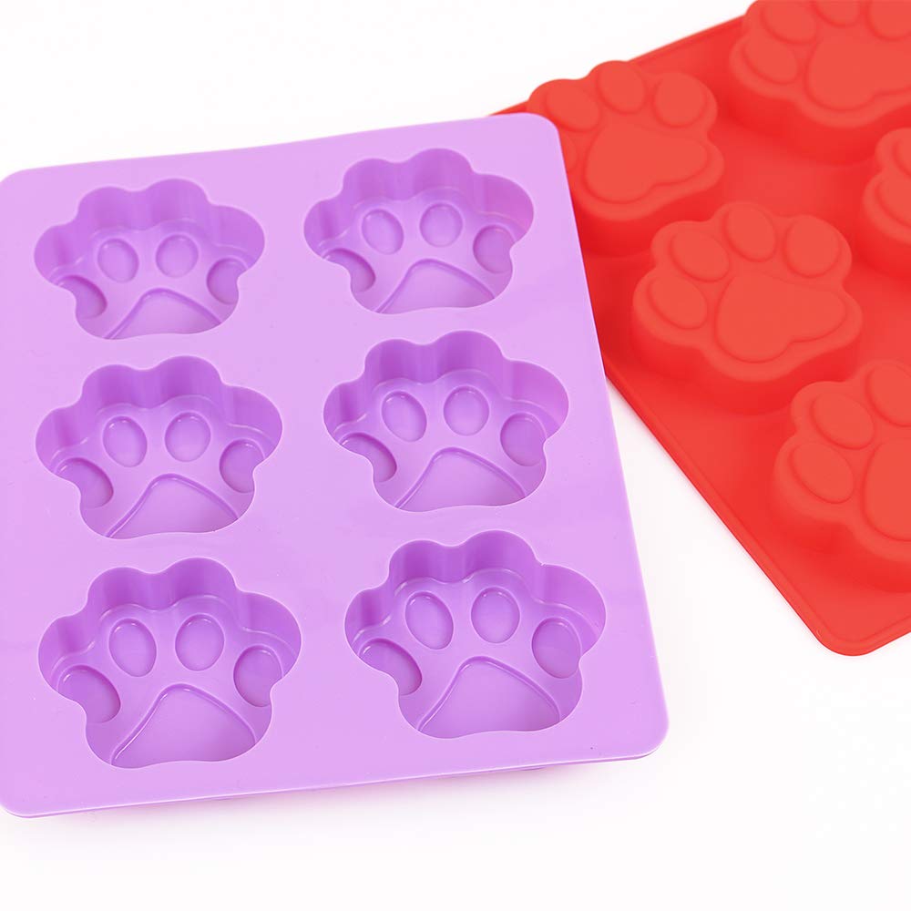 Cozihom Puppy Dog Paw Silicone Molds, Food Grade, For Chocolate, Candy, Pudding, Jelly, Dog Treats. 4 Pcs