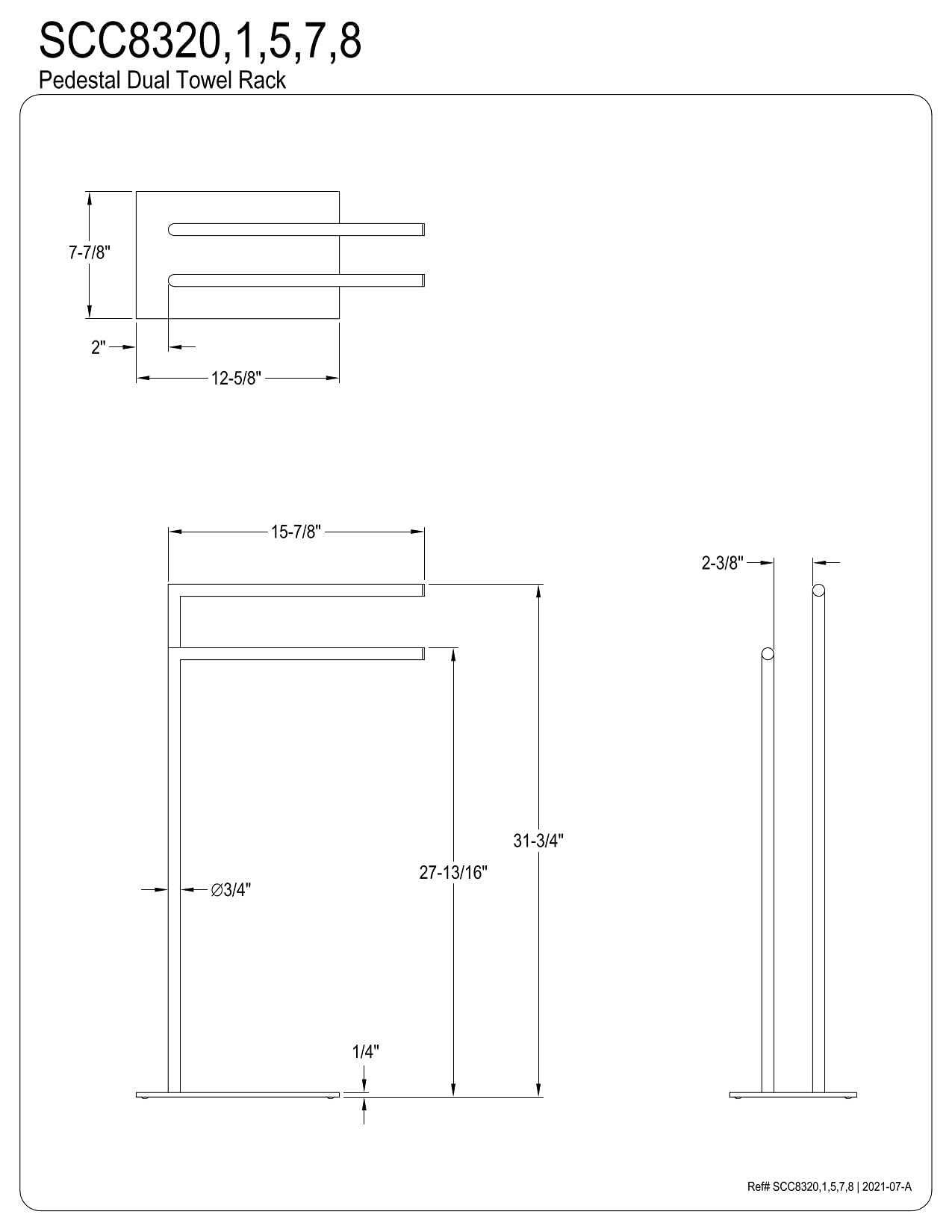Kingston Brass Scc8327 Edenscape Freestanding Dual -Towel Rack, Brushed Brass