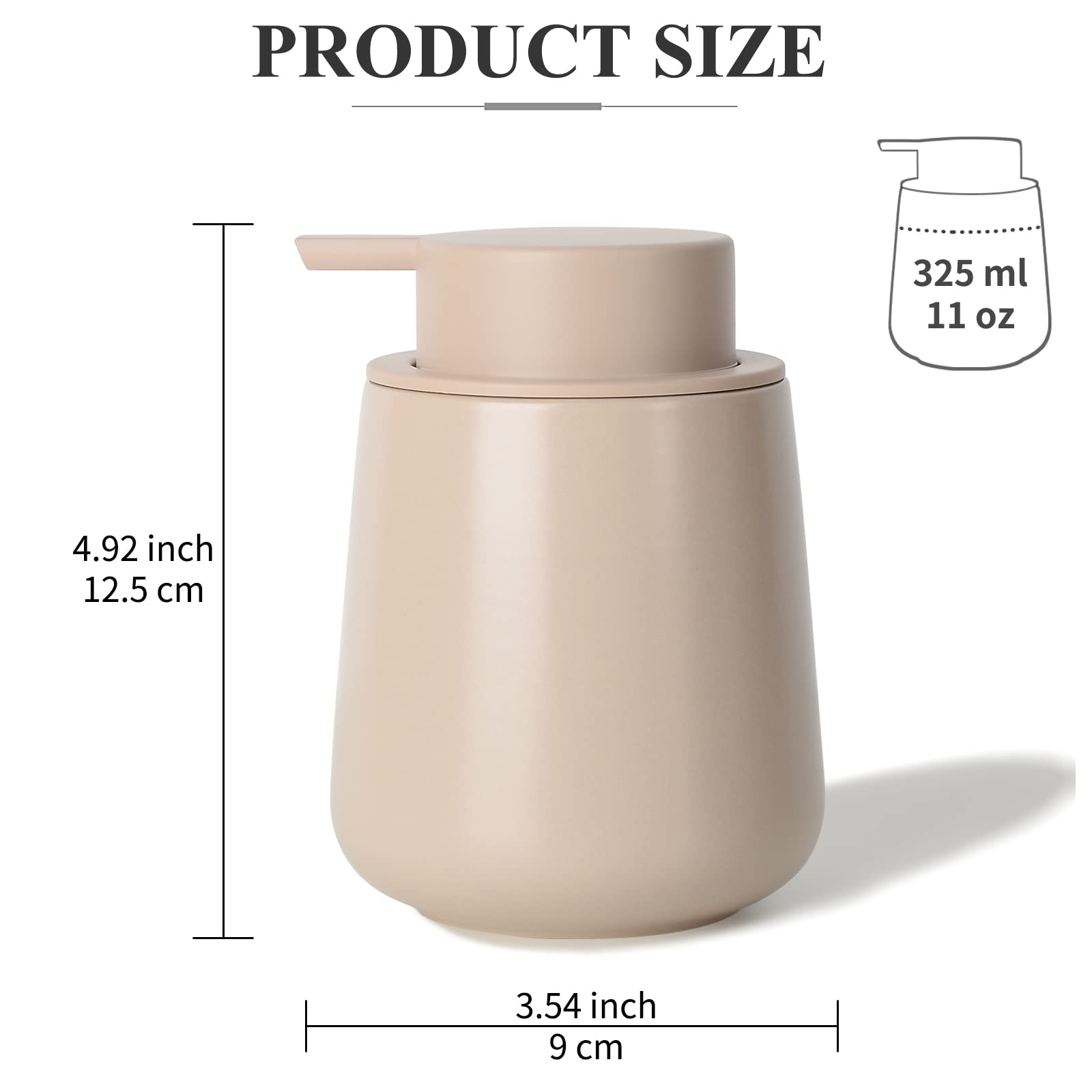 Bosilunlife Hand Soap Dispenser - Ceramic Hand Dish Soap Dispenser For Bathroom 12Ounce Refillable Liquid Hand Soap Dispenser Fo