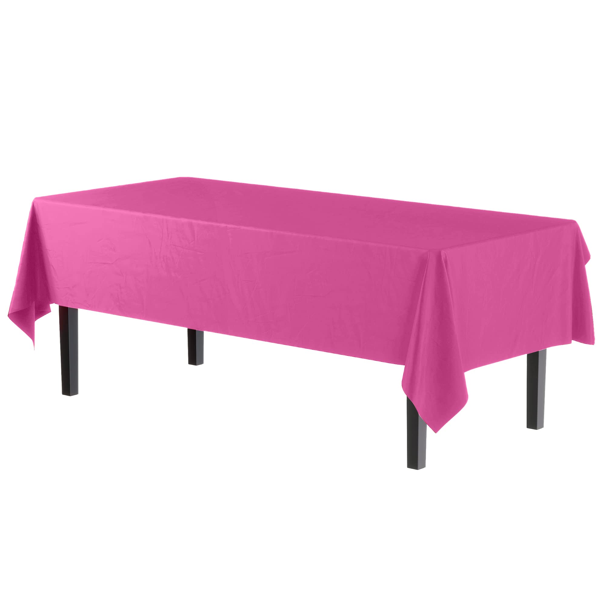 Exquisite 6-Pack Premium Plastic Tablecloth 54In. X 108In. Rectangle Plastic Table Cover - Cerise