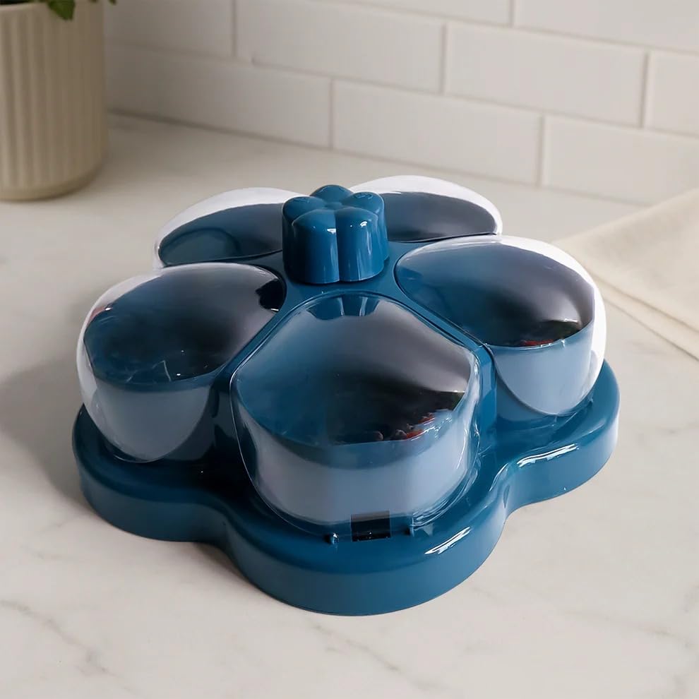Supermom Multicompartment Storage Box 1 Pc  Lotus Shape Rotating Dry Fruit & Snack Organizer Box With Compartments, Multipurpos