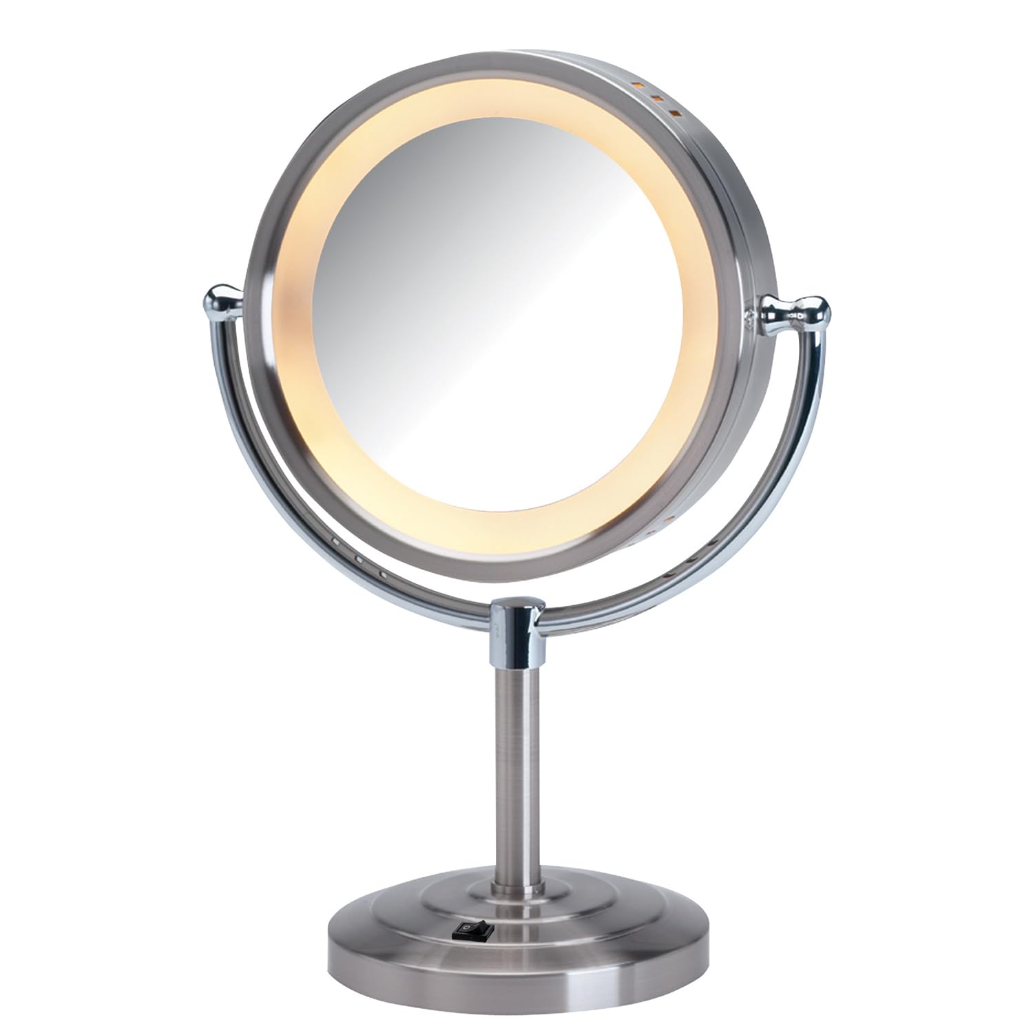 Jerdon Style Hl745Nc 8.5 In.- 5X-1X Lighted Table Top Mirror- Nickel- Height 15 In.