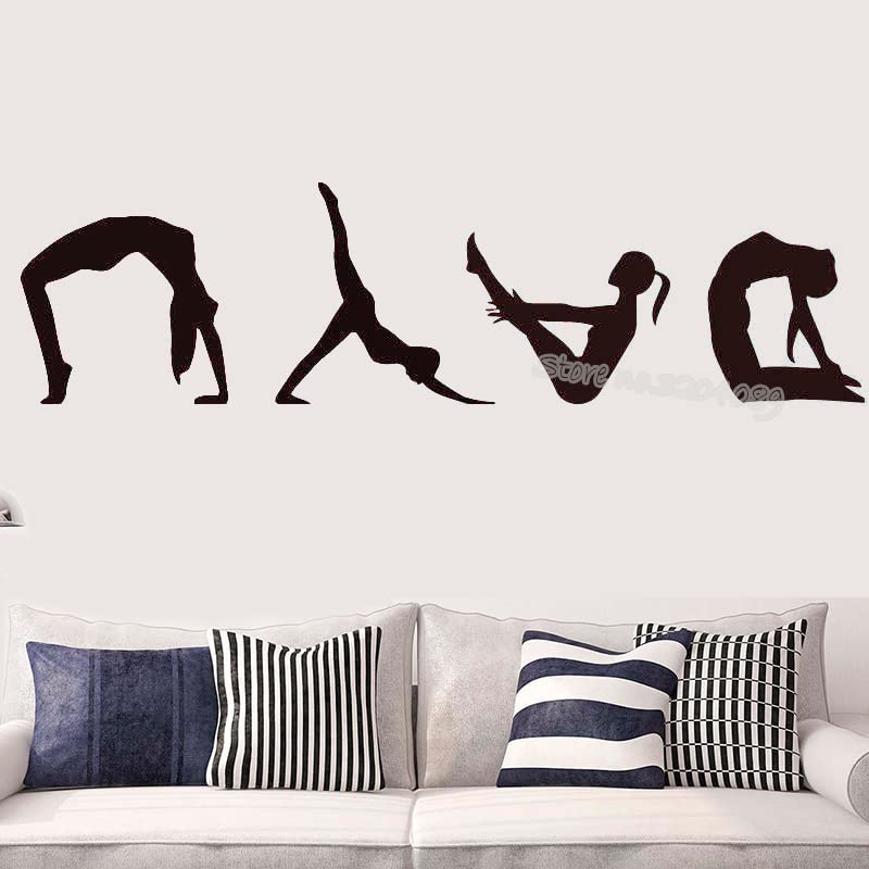 Gadgets Wrap Yoga Posture Wall Sticker Meditation Zen Mural Wall Decor Yoga Room Gym Wall Decal Mural Vinyl Sticker (42cm x 157c