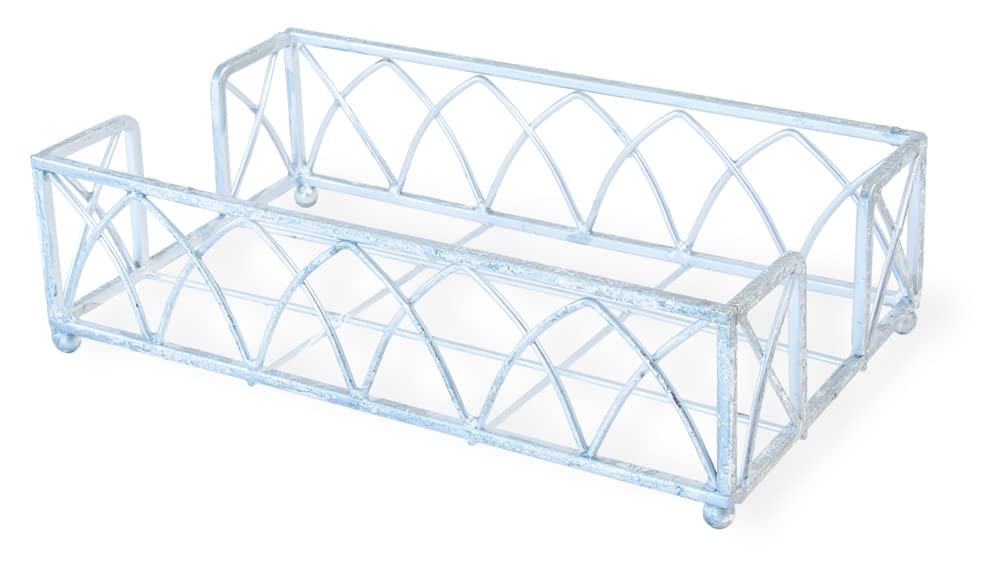 Boston International Metal Napkin Holder Caddy, Guest, Silver Leaf Arch