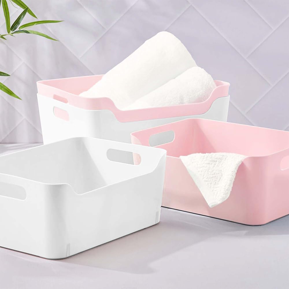 KOLORR Jolly Plastic Medium Basket with Handle for Storage Box| Multipurpose Light Weight Plastic Baskets organiser for Clothes