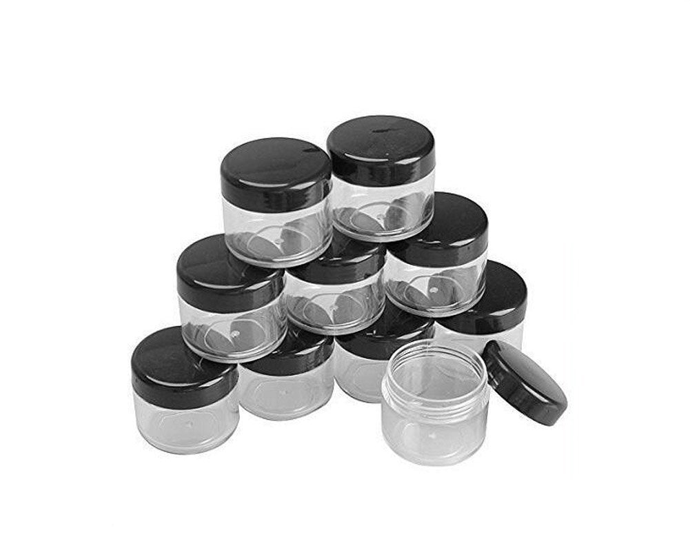 10Pcs 0.5 Oz Clear Plastic Cosmetic Jar - Empty Refillable Round Sample Bottles Containers With Black Screw On Lid For Kitchen U