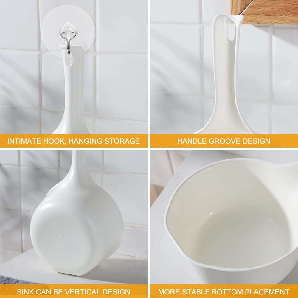 Pamiso 2 Pcs Water Scoop For Bath, Plastic Shower Bucket, Water Bath Scoop, Bathroom Water Scoop Cup, Bathing Ladle With Adhesiv