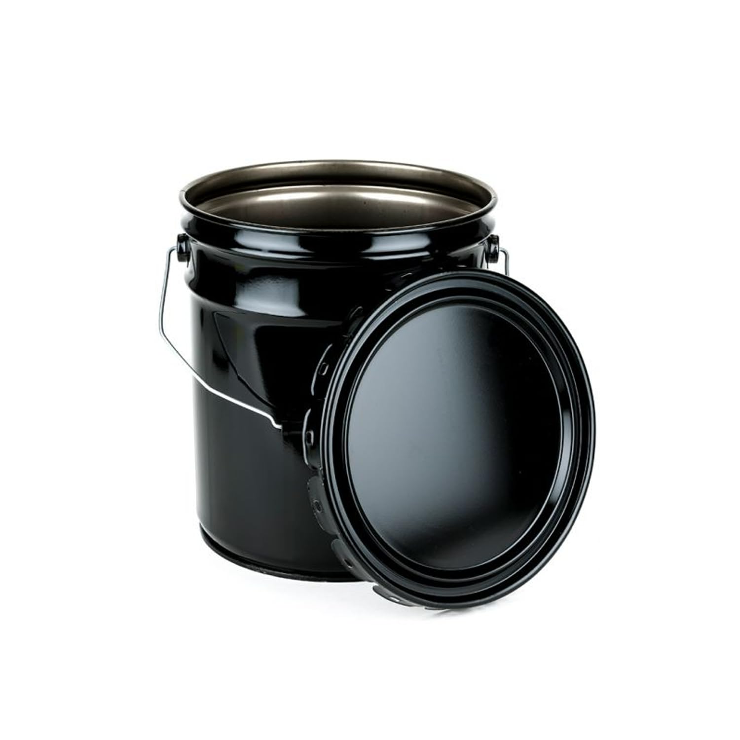 Ateret 5 Gallon Black Metal Bucket & Lid, Heavy Duty Durable Pails And Lids For Outdoor And Household Use (1 Pack)