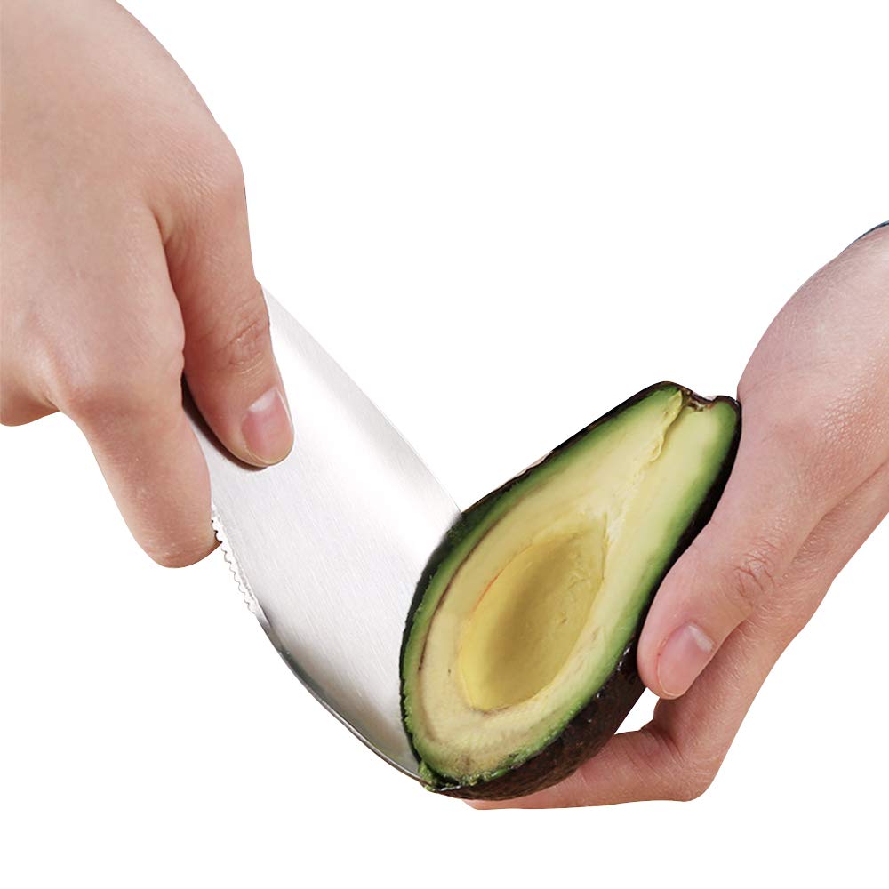 JIANGLAI Avocado Slicer - 3 in 1 Stainless Steel Cutter, Black-Green, One Size, Perfect for Toast & Guacamole