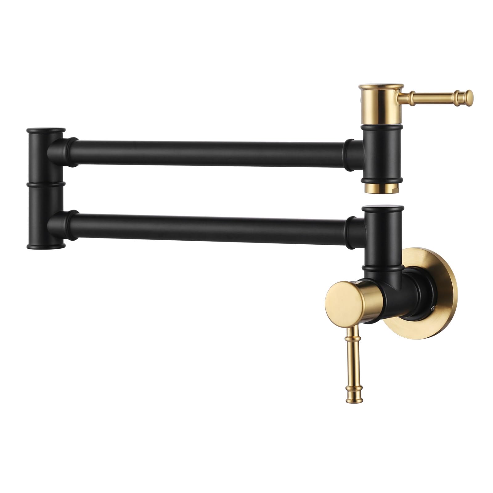 Pot Filler Faucet Black Gold, Wall Mount Stove Faucet For Kitchen Sink, Brass Kitchen Pot Faucet Over Stove, Pot Filler Folding