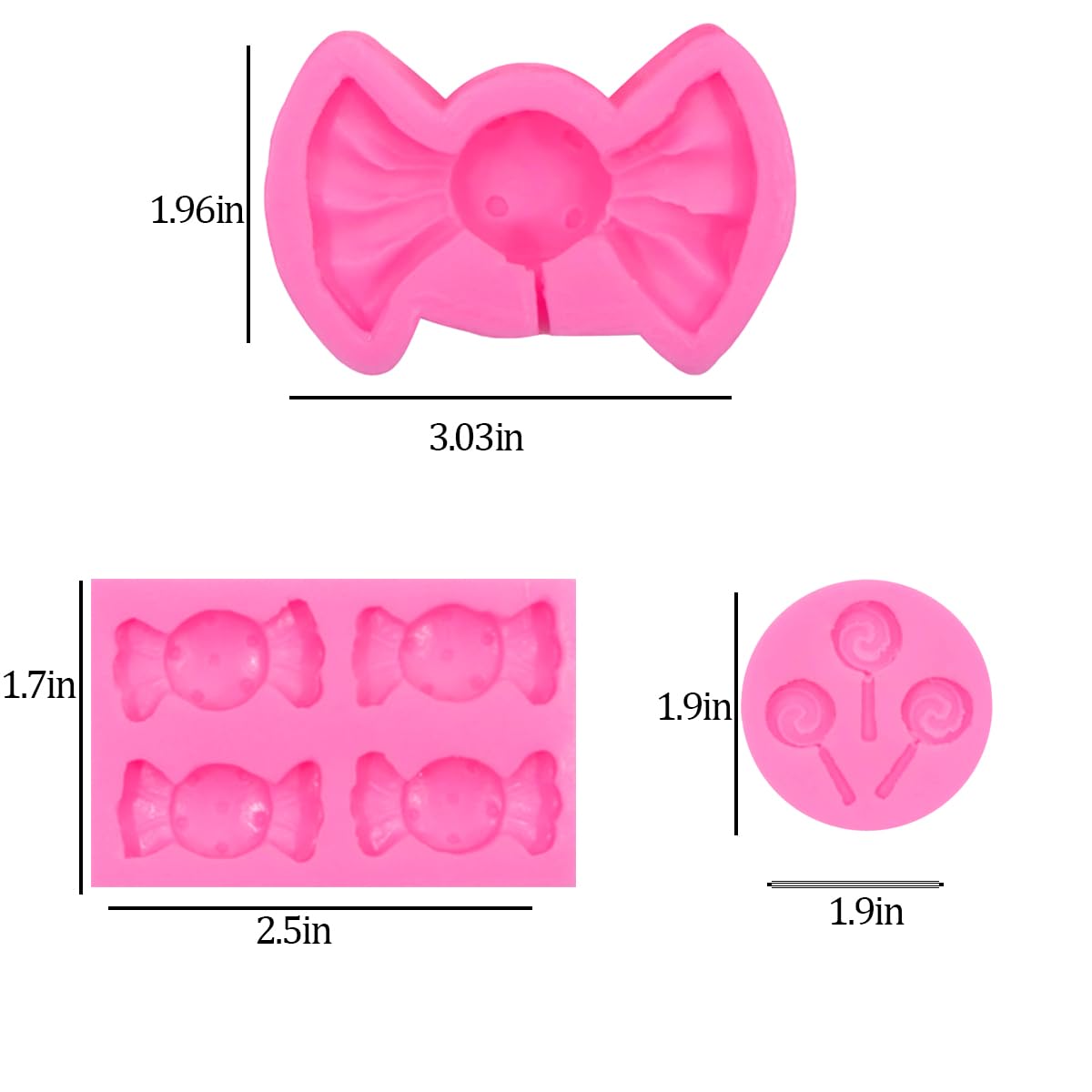 Kuuguu 3 Pcs Lollipop Fondant Molds,Candy Shape Cake Decorating Molds For Baking Cupcake Toppers,Forpudding,Pan Muffin,Impressio