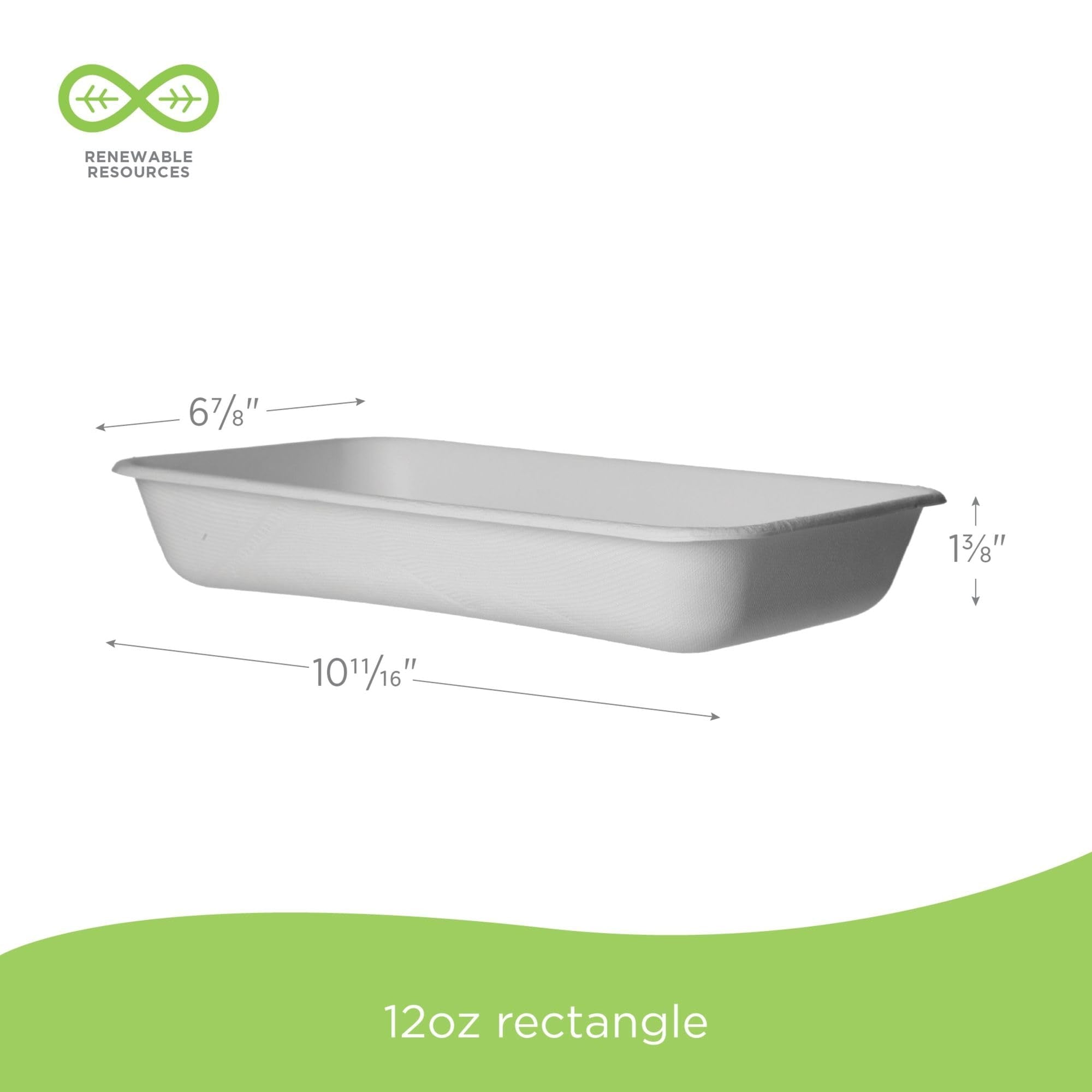 Eco Products Compostable 48Oz To Go Containers, Case Of 200, 10''X7''X1.75'' Rectangle Box, Disposable Renewable White Molded Fi