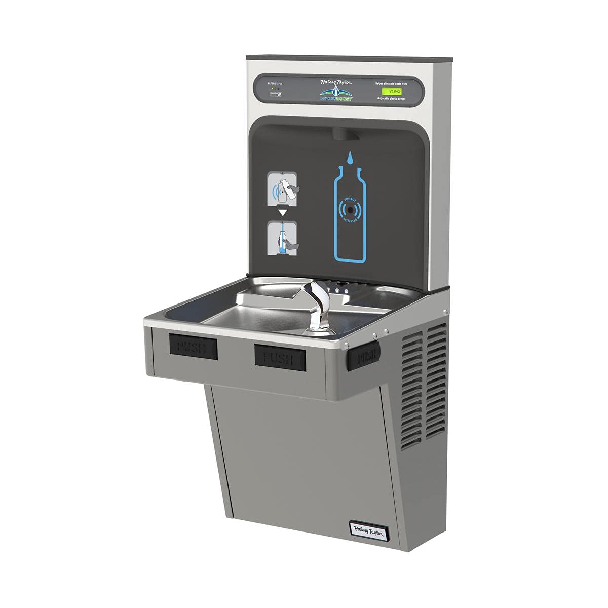 Halsey Taylor HTHB-HAC8PV-WF HydroBoost Refrigerated Bottle Filling Station W/Filter, Platinum Vinyl