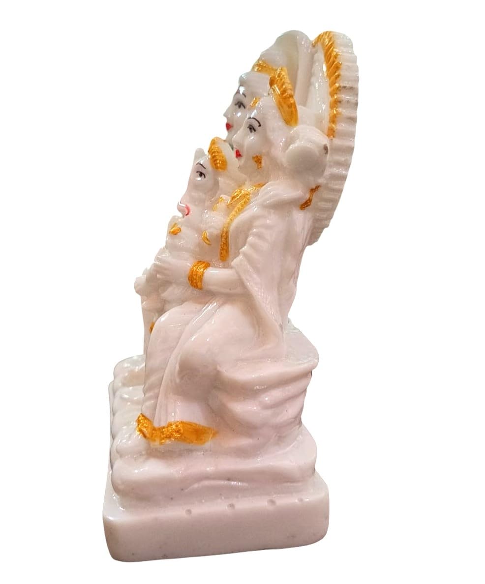 Ani Divine Elegant Shiv Parivar Murti White & Golden Resin Idol || Lord Shiv Ji, Parvati, Ganesh & Shivling For Pooja Room, Offi