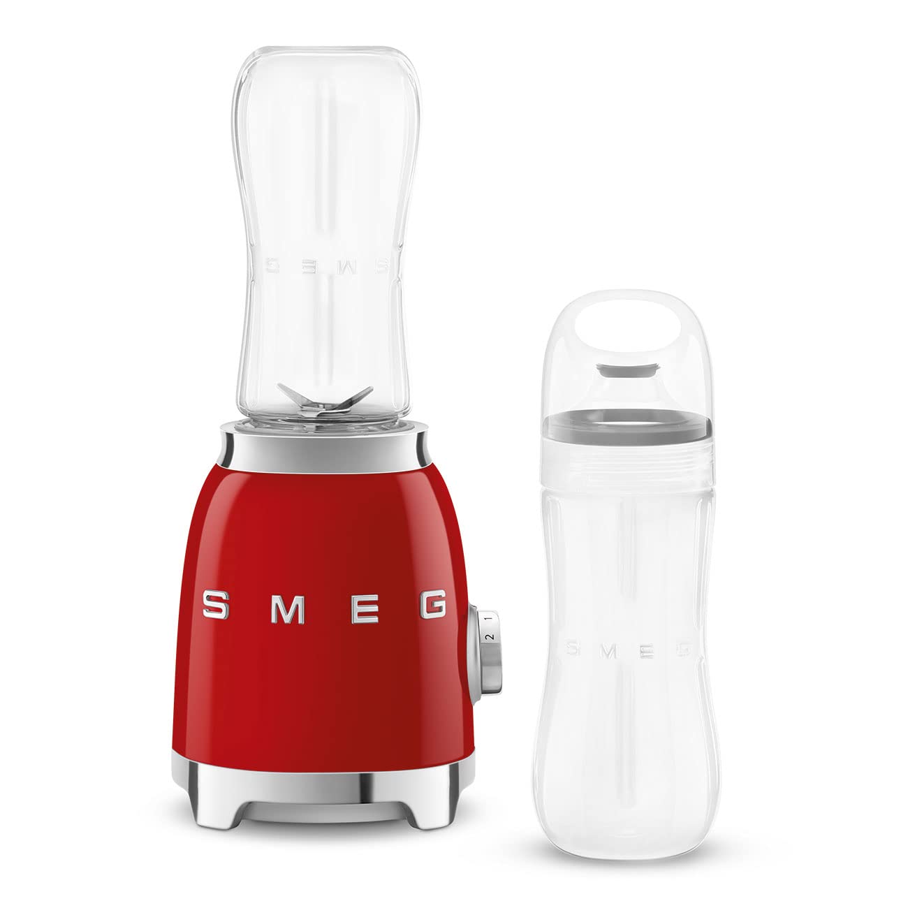 SMEG 50s Retro Style Personal Blender with Backlit Knob and Two 600 ML BPA Free bottles PBF01RDUS Red