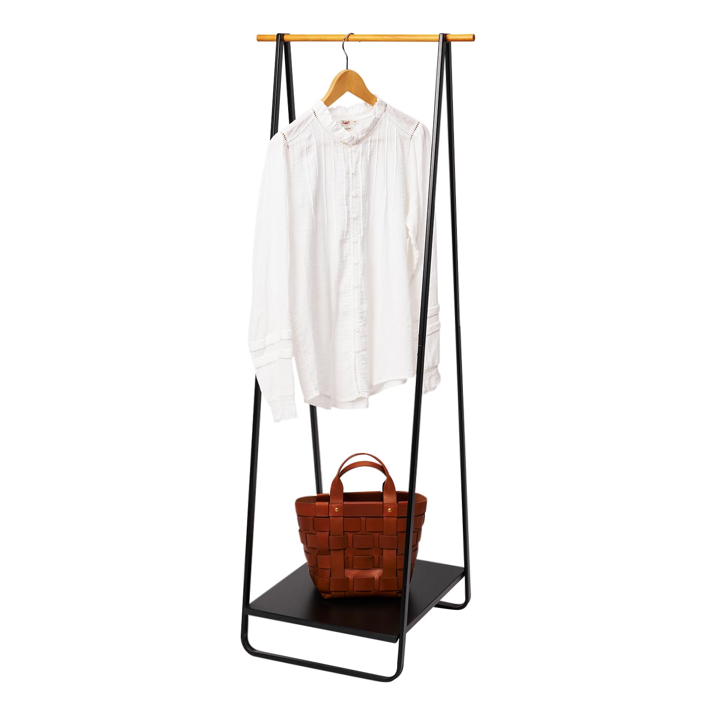Yamazaki Home Tower Freestanding Coat Hanger Clothes Rack With Shelf, 55'' - Steel