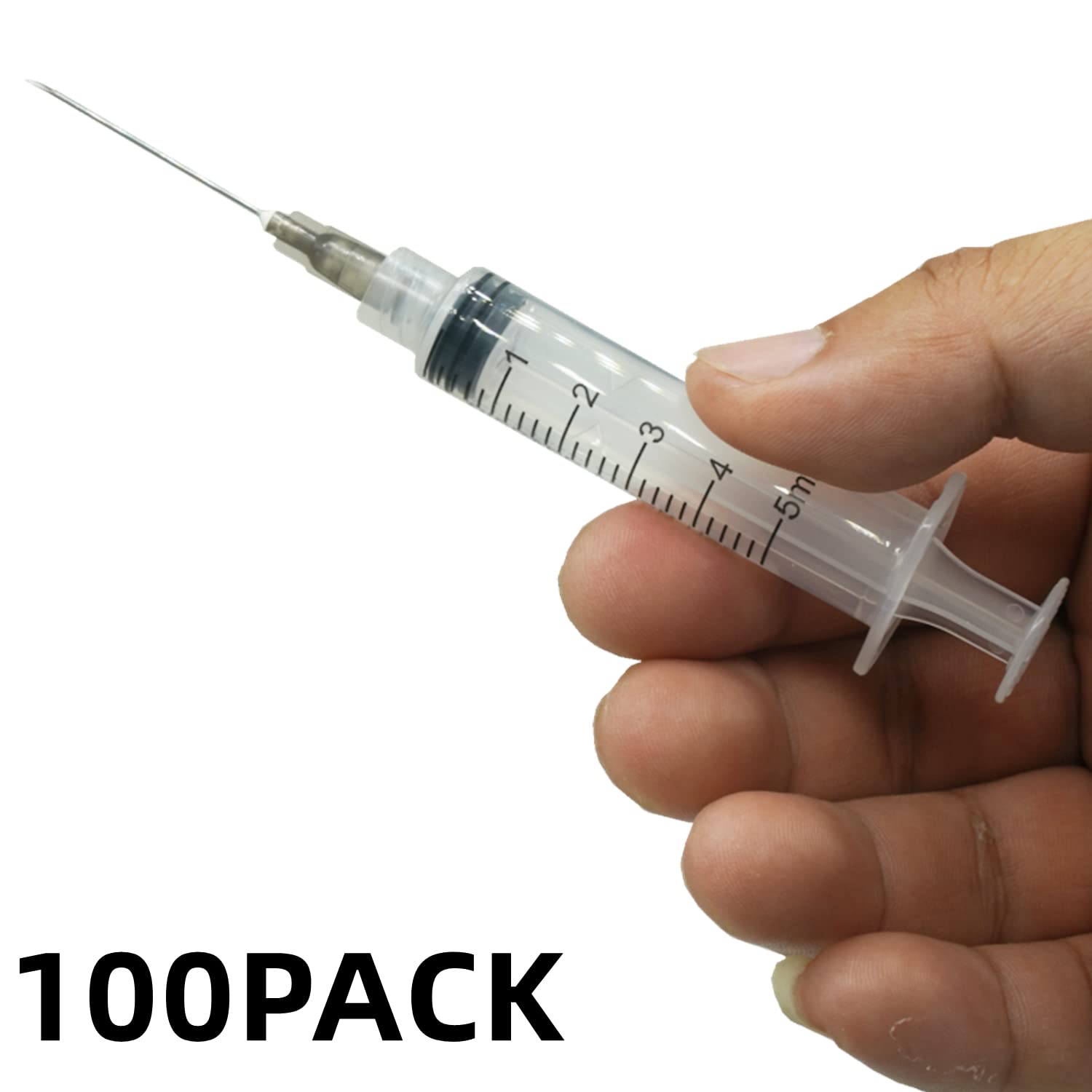 100 Pack 5Ml 22Ga Plastic Syringe With Measurement For Scientific Labs, Industrial Dispensing Animal And Pet Supplies, Disposabl