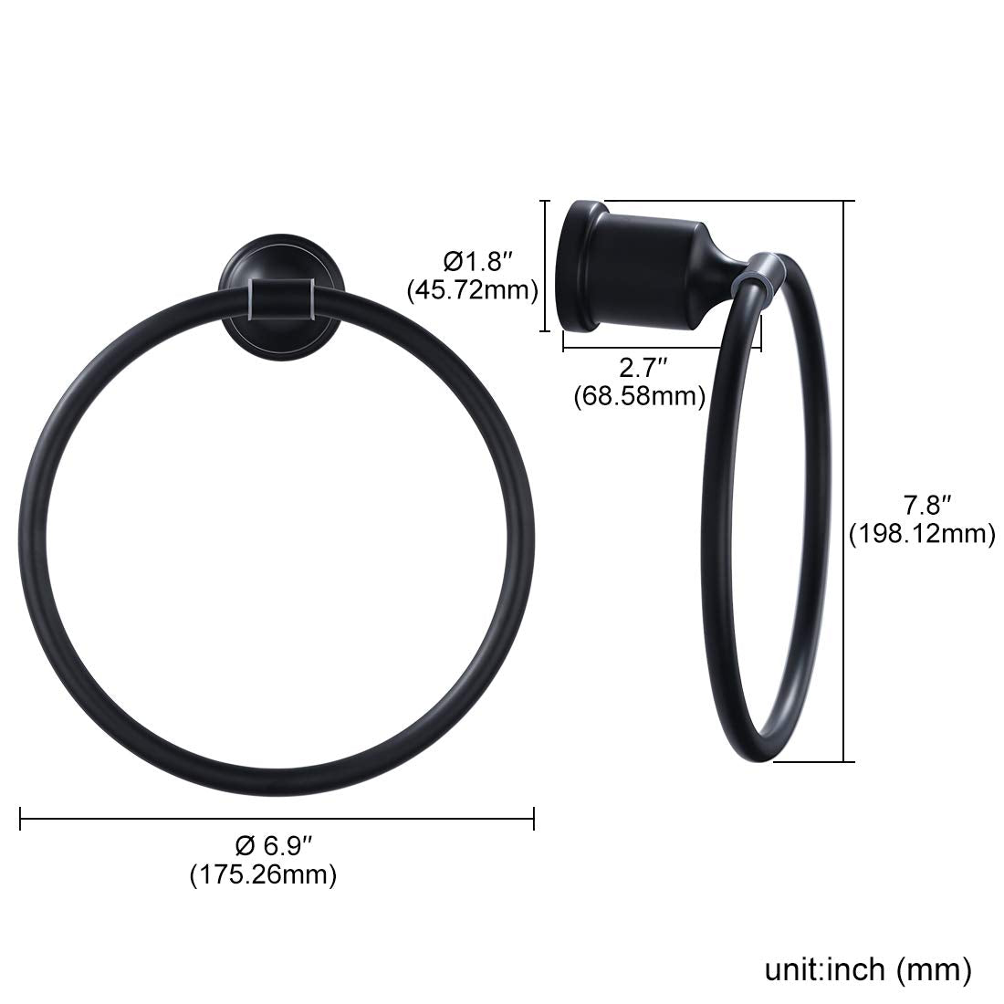 Wowow Bathroom Towel Ring Black Bathroom Accessories Black Hand Towel Ring Hand Towel Holder For Bathroom, Stainless Steel