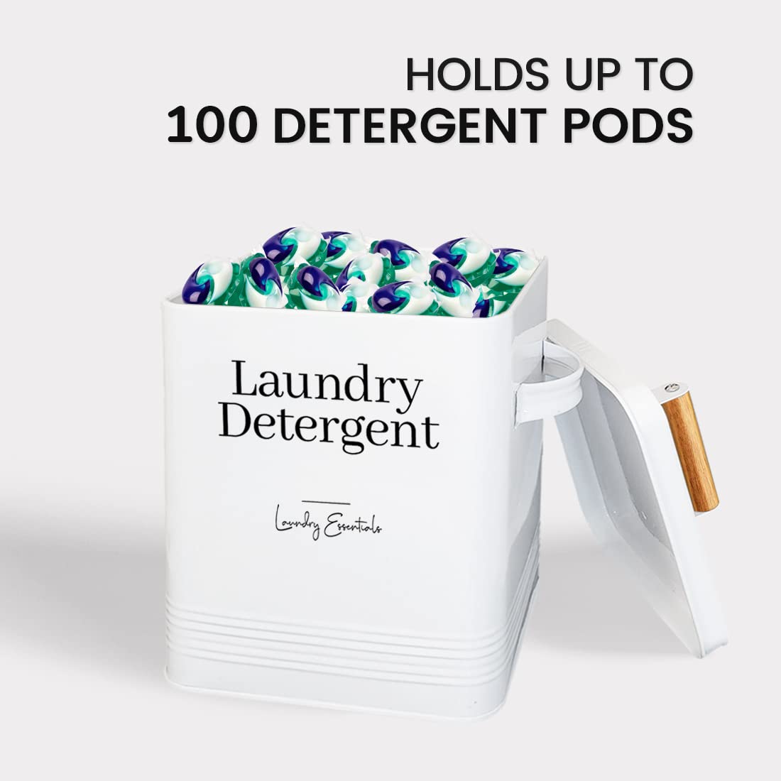 Simplation Laundry Detergent Container, Modern Farmhouse Storage Box For Laundry Room Decor And Accessories (White, 11 X 7 X 6 I