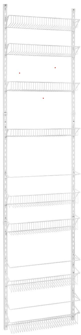 Jumbl Adjustable Wall Mounted 18 Inch Wide Hanging/Over The Door Dantry Organizer And Spice Storage Rack, White