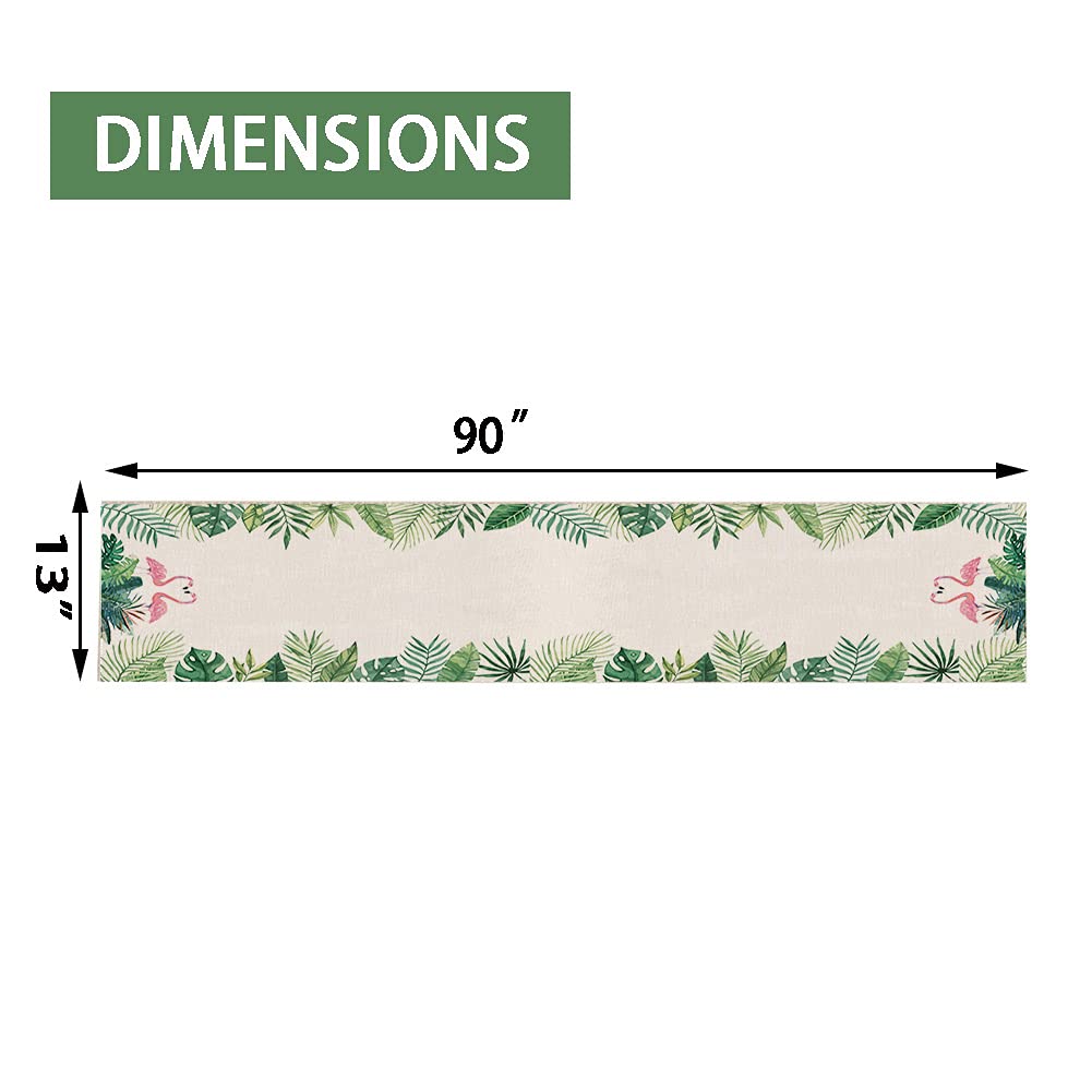 Summer Flamingo Table Runner,Seasonal Spring Summer Green Plants Holiday Kitchen Dining Table Decoration For Home Party Decor 13