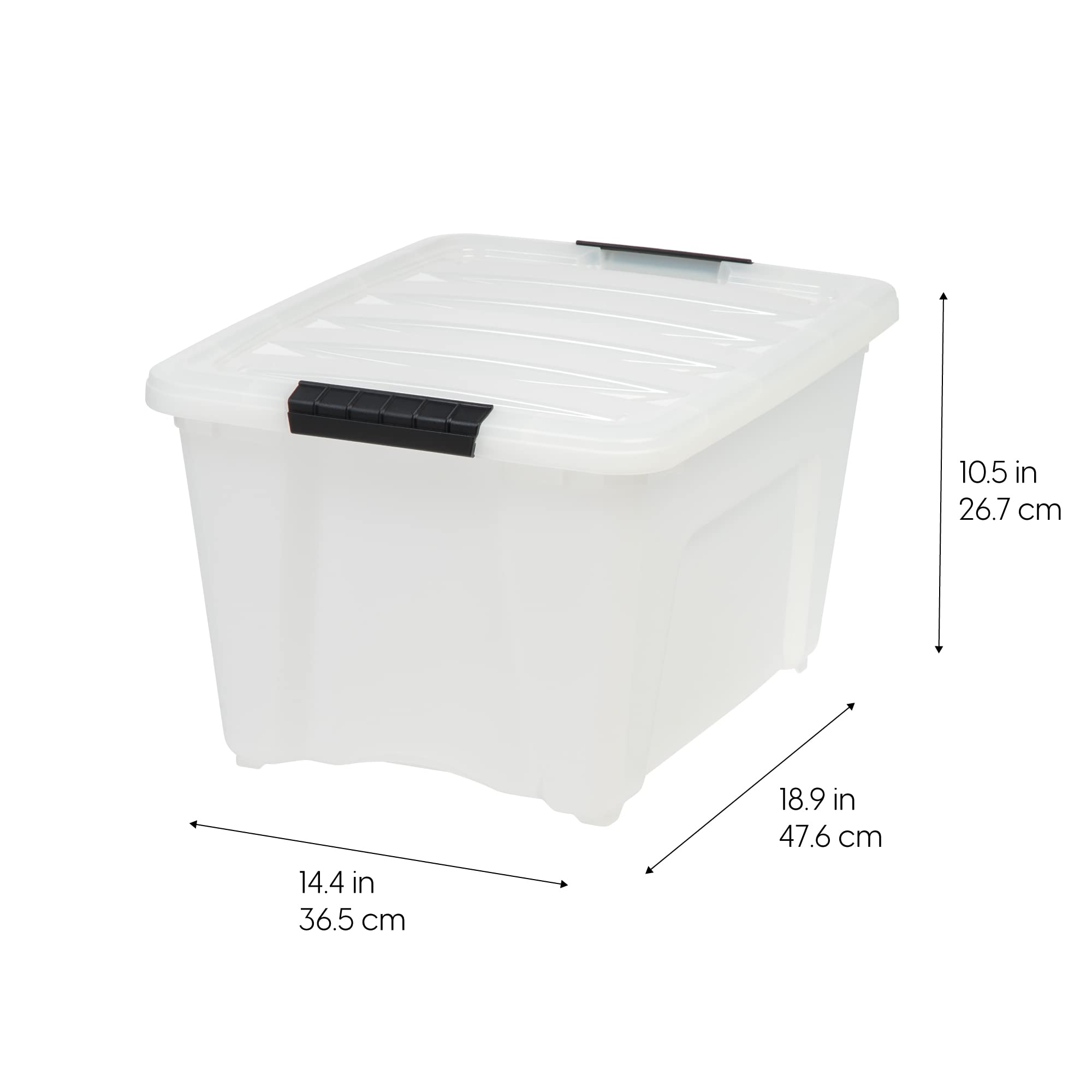 IRIS USA 32 Qt. Plastic Storage Container Bin with Secure Lid and Latching Buckles  6 pack - Pearl  Durable Stackable Nestable Organizing Tote Tub Box Toy General Organization Medium