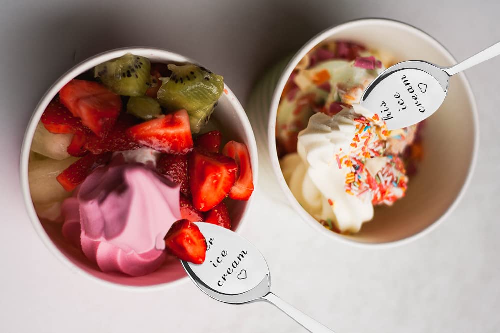 His And Hers Ice Cream Spoons Set Of 2 Boyfriend Girlfriend Birthday Valentines Gift For Husband Wife Engraved Spoon For Couples