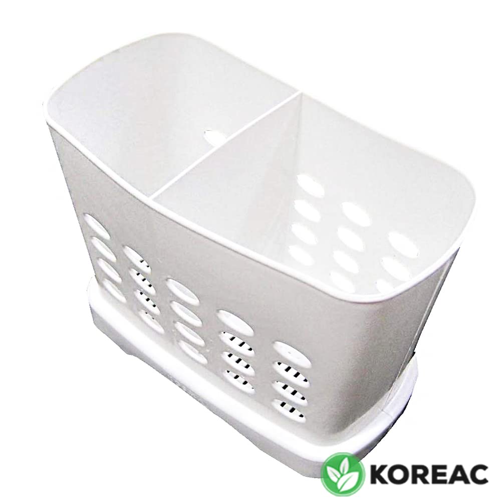 Koreac_ Kitchen Storage Chopsticks Holder Basket For Dishwashers L6.3    X H5.3    X W3    Plastic Drain Rack/Capacity 2 Divided