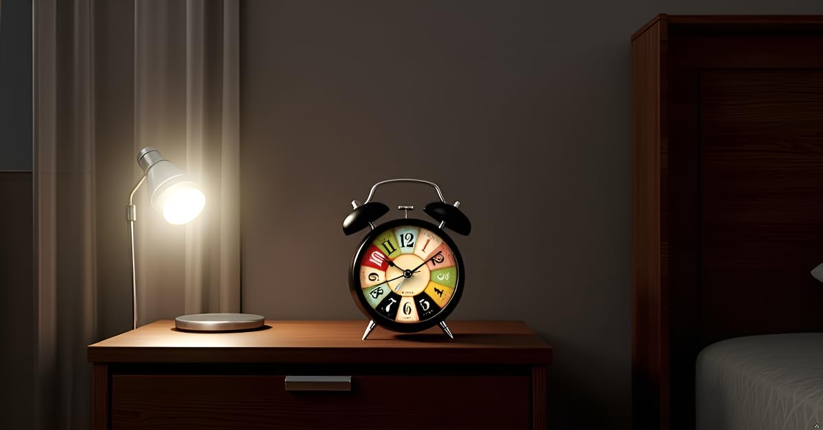 Aerys Retro Twin Bell Alarm Clock, Metal Frame, Night Backlight, Silent Movement, Luminous Table Clock For Students, Bedroom, Of