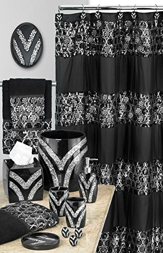 Zahari Home Sinatra Soap Dispenser/Lotion Pump Unique Design Bling Glass Mosaic D  Cor, Black