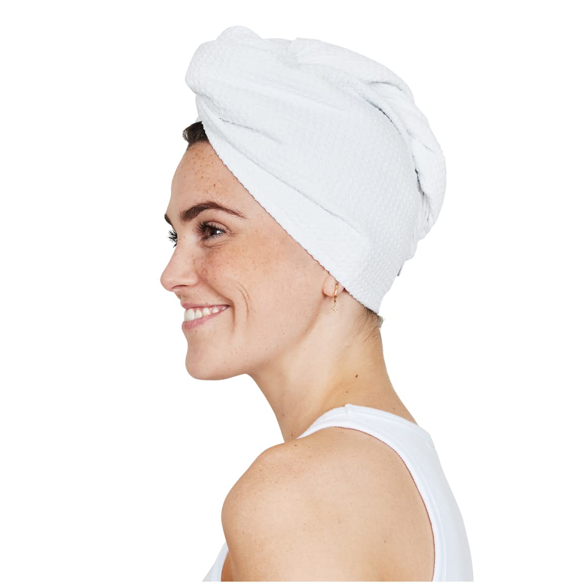 Dock & Bay Turban Hair Towel - for Home & The Beach - Super Absorbent, Quick Dry - Classic - Crystal White, One Size