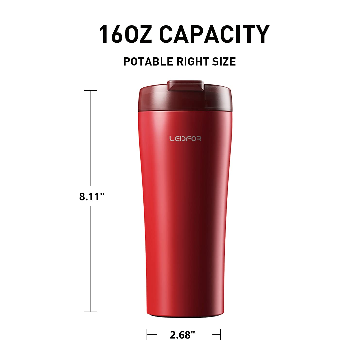 Leidfor Coffee Travel Mug, Tumbler With Leak Proof Lid, Double Wall Vacuum Insulated Stainless Steel Travel Tumbler, Keep Hot Co