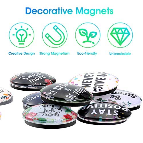 Weewooday 10 Pcs Inspirational Magnets for Refrigerator Fridge Decor Accessories Motivational Fun Quote Glass Floral Magnet for